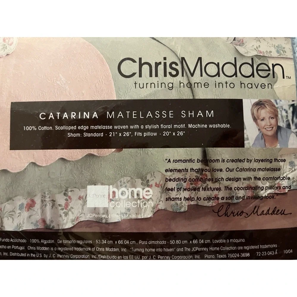 VTG 2 Chris Madden Catarina Matelassé Misty Blue Scalloped 21x26 Standard NOS
